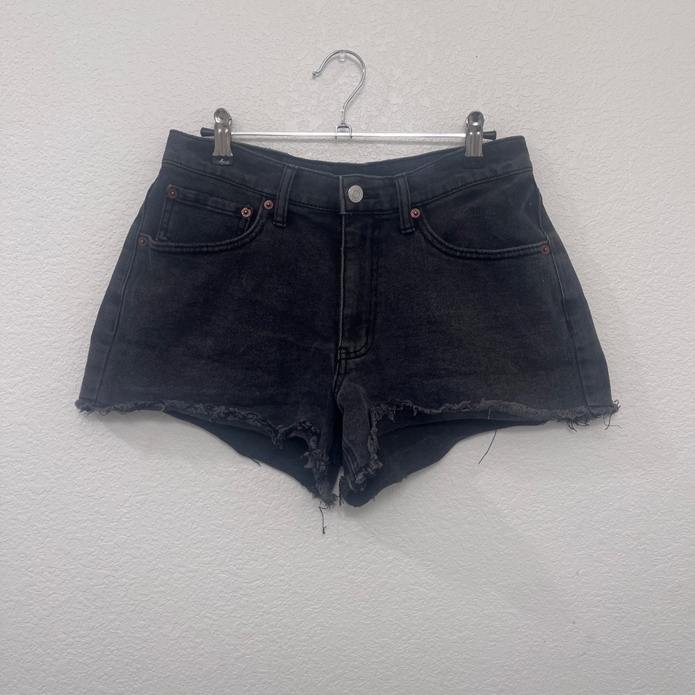 RSQ Black Frayed Hem Jean Shorts
